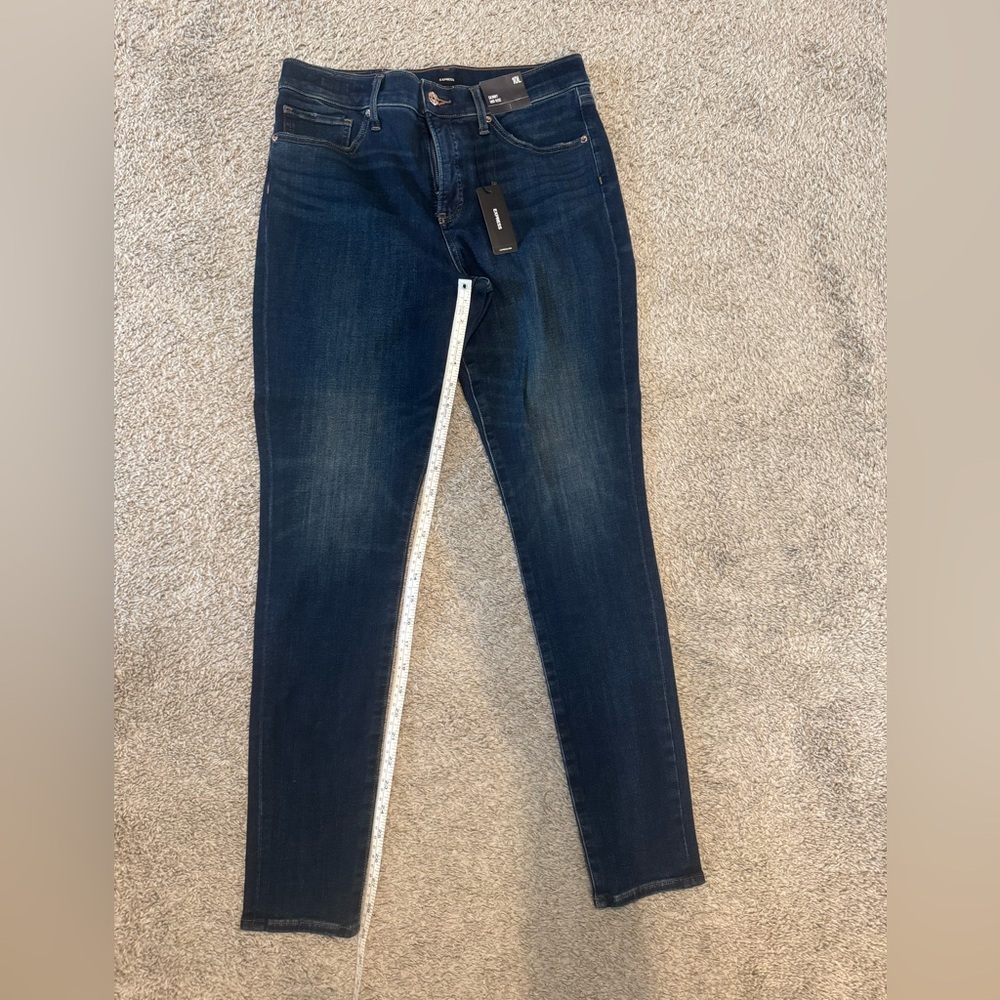 Express Women's Deep Indigo Mid-Rise Skinny Jeans - Picture 2 of 8